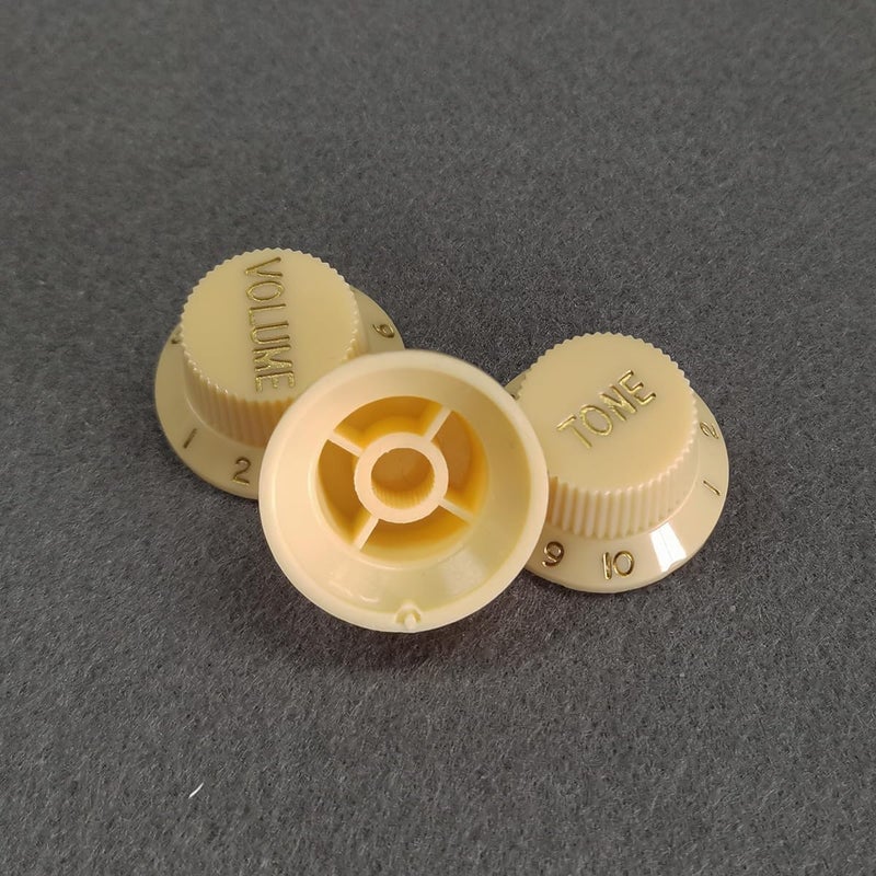 FLEOR Speed Control Knobs 2T1V Guitar Knob Set Cream with Golden Scale Fit ST Style Electric Guitar Part - Image 4